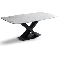 AEA Tafel, modern design, marmerlook, wit, zwart, metalen poten, eettafel, loftstijl