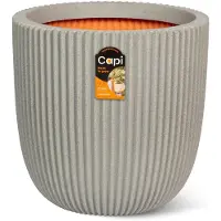 Capi Europe - Bloempot bol Groove NL - 43x41 - Betonkleur - Bloempot voor binnen en buiten - Levenslang garantie - Breukbestendig - 100% Recyclebaar - CO2 Neutraal geproduceerd - KGVCT933