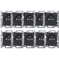 Niko Intense Antracite inbouw stopcontact - penaarde - enkelvoudig - SET van 10 stuks