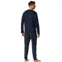 Schiesser Pyjama lang 'Fine Interlock' donkerblauw