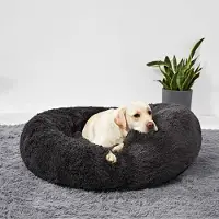 Merkloos Luxe Pluche Huisdierbed met Donutvorm voor Grote Honden