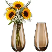 Inge-glas Inge Christmas goods Bloemenvaas New York - 2x - transparant bruin - glas - 24 cm