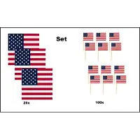 Wefiesta 20x Servetten USA 33cm x 33cm 3 laags + 100x Cocktailprikkers USA - Amerika set - VS thema feest voetbal