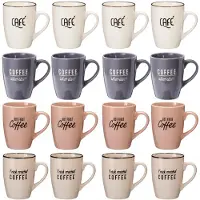Excellent houseware Siaki koffie kopjes Barista Cafe - 16x stuks - mix kleuren - 340 ml - mokken - keramiek