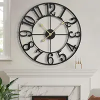 Dripio Retro wandklok, 45 cm, zwart, metaal, geruisloos, op batterijen