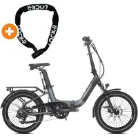 Jobobike Ace Pro - Elektrische Fiets incl. kettingslot - 20 inch - 250W motor - Actieradius tot 80 km - 7 versnellingen - Hydraulische schijfremmen - 540Wh accu - Zwart