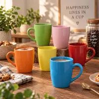 Excellent houseware koffie mok Sevilla - set 12x stuks - multi kleuren - 350 ml - mokken - keramiek