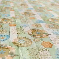 ANRO Tafelkleed Kerst Houtlook Groen-Turquoise Ovaal 220x140cm Rechte rand Afwasbaar Waterafstotend