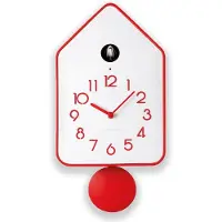 Dripio Wandklok met slinger, rood, 18,8 x 9,8 x 37 cm