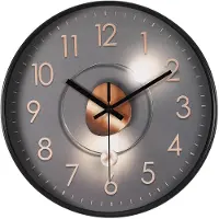 Dripio Wandklok, 30 cm, met stille, soepel lopende uurwerk, in zilvergrijs-oranje kleur