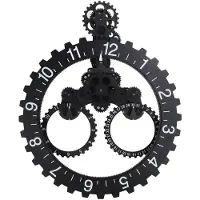 Dripio Mechanische wandklok met tandwielen, retro-stijl, zwart, 39,5 cm
