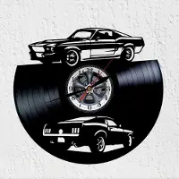 Dripio Wandklok van vinyl, sportauto-design, diameter 30 cm, analoog, zwart/wit