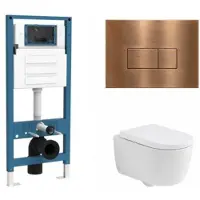 Qeramiq Dely Swirl Toiletset - inbouwreservoir Flush - 35mm zitting - metaal koperen bedieningsplaat - rechthoekige knoppen - mat wit SW1026257/SW1448813/SW1000767/SW706197