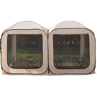 Vevor Campingtent, 365,76 x 182,88 cm, 2-in-1 opklapbare tent, draagbare feesttent met draagtas, net zijwanden en grondpennen, geschikt voor tuin, terras en outdoor activiteiten, beige