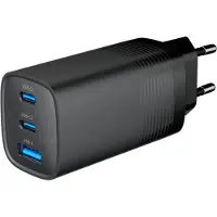 Gembird Oplader - - TA-UC-PDQC65-01-BK - 3 Poorten - 65 W - Snelladen - GaN Technologie