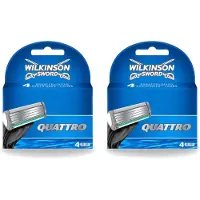 Wilkinson 2 x - Navulmesjes Quattro - Met Precisietrimmer - 4 scheermesjes - Voordeelverpakking - 2 stuks