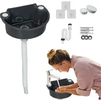Merkloos Solidchoice - Wandafvoer Wasbak Plastic 75 cm Grijs voor Badkamer en Tuin