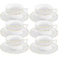 Wilmax Cappuccinokop & schotel Wit Goudrand 6-delig