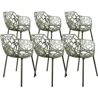 DS4U - Cast eetkamerstoel - Set van 6 - Avocado - Aluminium - Met armleuning