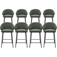 DS4U - Sofia barkruk 65 cm - Set van 8 - Groen met zwarte poot - Stof