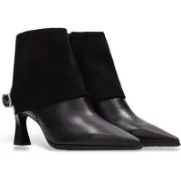 Hispanitas Dames Zwarte leren enkellaarsjes Paris (38), Leer, 3 tot 5 cm, Ritssluiting, Casual HI265070