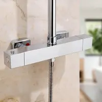 Dripio Thermostatische douchekraan, met veiligheidsknop voor 38°C, chroom, voor wandmontage