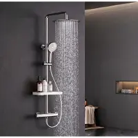 Dripio Douchesysteem met thermostaat, 30 cm regendouche, roestvrij staal, 3 straalpatronen