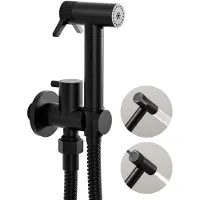 Dripio Handdouche voor toilet, met dubbele functie, messing, voor wandmontage, met 1,2 meter slang