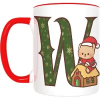 Kerst Mok met Letter W & Beer – Knus Cadeau met Peperkoekman – Inclusief Cadeauverpakking – 350ml