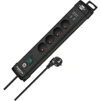 Brennenstuhl Premium-Line stekkerdoos met USB 4-voudig zwart 1,8m H05VV-F 3G1,5 *FR/BE*
