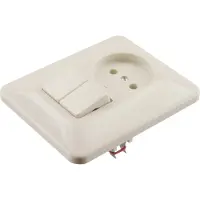 Sans marque Inbouw basiselement combinatie wandcontactdoos (wcd) 1-voudig + serieschakelaar crème