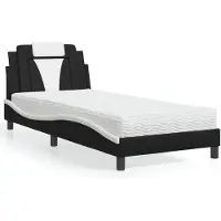 vidaXL Bed "Viana" met matras, zwart en wit, 90x190 cm, kunstleer