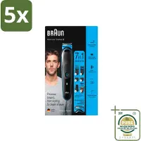 Braun 5 x - Trimset - 7-in-1 - 1 Trim Apparaat - 6 Opzetstukken - Wasstrips - Baard Trimmer - Gezichtshaar Trimmer - Neushaar Trimmer - Scheermes - Baard Onderhoud