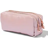 HEMA Etui 20x7x9cm dubbele rits kuntsleer (roze)