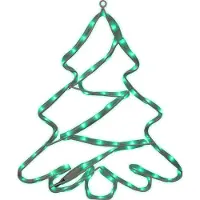 Goliat Neon kerstboom met groene LED-verlichting, geschikt om op te hangen, werkt op netstroom, afmetingen 50 x 40 cm