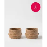 Vtwonen - Waxinelichthouders Straight - Mokka - Keramiek - Set van 2 - 8,5 x 5,5 cm