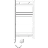 LuxeBath Elektrische Badkamerkachel Sahara 500x800 mm Wit Gebogen Zijaansluiting & Verwarmingsstang 600W met Thermostaat & Digitaal Display, Handdoekverwarming, Handdoekwarmer Handdoekdroger