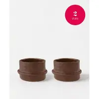 Vtwonen - Waxinelichthouders Straight - Karamel - Keramiek - Set van 2 - 8,5 x 5,5 cm