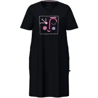 Ulla Popken - Dames - Bigshirt gezicht V-hals korte mouw - Zwart - Maat 46+