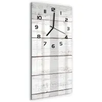 Tulup Wandklok - Houten muur Glazen Klok Met Print - 30x60 cm - Beige Wandklok Glas Met Motief - Zwarte handen - Rechthoekige Klok - Wandklok Glas Decoratie - Gekleurde Glazen Klok