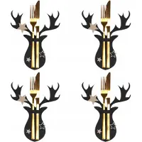Tutumi Kerstbestekhoezen - Set van 4 stuks met rendiermotief
