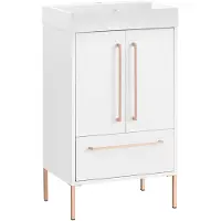 OEM Wastafel 50x36x89,3 cm, wit/roze goud, met 2 deuren, 1 lade, soft-close sluiting