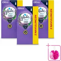Glade 3 x - Touch & Fresh Navulling - Tranquil Lavender & Aloë - 2 × 10 ml - Bulkverpakking - Geur - Douchemop - Ontspanning