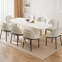 Sonstiges Eetkamerset met tafel en 8 stoelen, Scandinavisch design, wit, 220 cm
