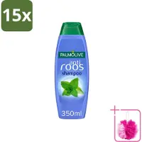 Palmolive 15 x Naturals - Shampoo - Anti-Roos - Wilde Munt - Verfrissend - 350 ml - Bulkverpakking - Anti-roos shampoo - Douchemop - Wilde munt shampoo