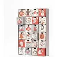 Dripio Adventskalender om zelf te vullen, 24 vakjes, 5x5x5 cm, vintage kerstboommotief, zilverkleurig
