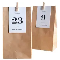 Dripio Adventskalender om zelf te vullen, 24 zakjes, kraftpapier, doe-het-zelf, bruin-wit
