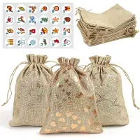 Dripio Adventskalender, set van 24, jute zakjes met trekkoord, goud, 10x15 cm