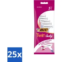 BIC – Twin Lady – Scheermesjes – Dubbelzijdig – Wegwerpscheermesjes – 5 scheermesjes – Voordeelverpakking – 25 stuks
