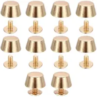 OEM 10 leren nieten, 12 mm, platte kop, schroefdraad, goudkleurig